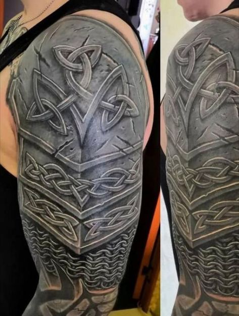 Pauldron Tattoo, Tattoo Armor, Captain America Shield Tattoo, Mechanical Tattoo, Tattoo Designs With Meaning, Archangel Michael Tattoo, Shoulder Armor Tattoo, Michael Tattoo, Designs With Meaning