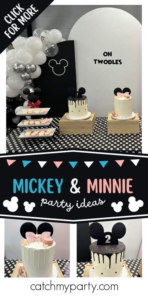 Take a look at this sweet Mickey and Minnie birthday party! The cookies are so cute! See more party ideas and share yours at CatchMyParty.com Minnie And Mickey Birthday Party Ideas, Mickey And Minnie Twin Birthday Party, Twin 1st Birthday Ideas Boy And Girl, Twins 2nd Birthday Party Ideas, Mickey Party Decorations, Mickey And Minnie Birthday Party, Mickey Minnie Birthday Party, Mickey And Minnie Birthday, Oh Twodles Birthday