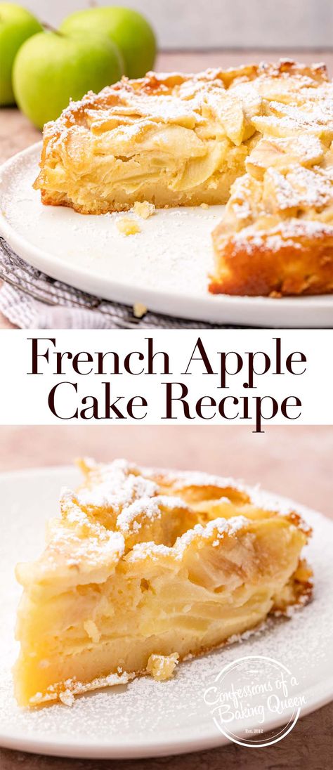 Get ready to enjoy a piece of this melt-in-your-mouth French Apple Cake. It's so good and step-by-step photos teach you how to bake this delicious cake recipe. French Apple Cake Recipe, Apple Cake Recipe Easy, French Apple Cake, Apple Cake Recipe, Apple Dump Cakes, Custard Cake, Apple Dessert Recipes, Apple Cake Recipes, Rustic Cake