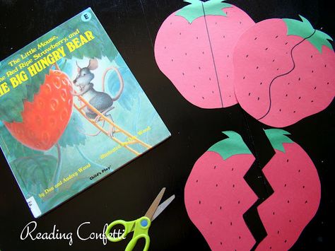 Scissor practice for The Little Mouse, The Red Ripe Strawberry, and The Big Hungry Bear The Big Hungry Bear, Strawberry Crafts, Hungry Bear, Crafts And Activities For Kids, Preschool Fine Motor, Story Activities, Preschool Literacy, Bear Theme, Little Mouse