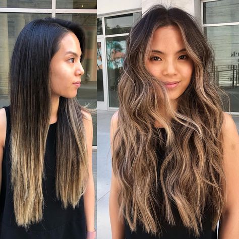 Ｄａｎｉｅｌ Ｍｏｒａ． on Instagram: “SHMOKEY! thanks for flying in all the way from Arizona ❤️ this time change is really messing with my lighting GOD****😩 Who can guess my…” Balayage Asian, Hair Rendering, Balayage Asian Hair, Caramel Ombre Hair, Asian Balayage, Dreamy Hair, Blonde Asian, Time Change, Bronde Balayage