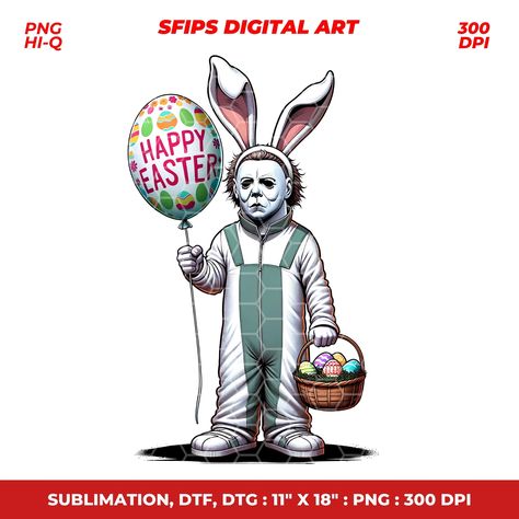 Horror Bunny, Spooky Spring, Creepy Easter, Easter Sublimation Designs, Character Movie, Horror Cartoon, Easter Sublimation, Halloween Printable, Easter Png