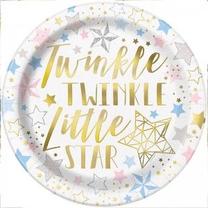 Twinkle Twinkle Little Star Paper Party Plates (x8) | Paper Party Plates | Party Tableware | Party Pieces Twinkle Twinkle Baby Shower, Gender Reveal Party Decorations, Party Deco, Fiesta Baby Shower, Baby Mickey, Baby Shower Party Supplies, Star Party, Twinkle Star, Star Baby Showers