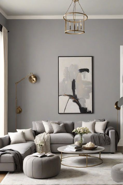 Experience the best color combo for 2024 with a daily routine from an interior designer, creating chic Classic Gray (OC-23) living rooms. #Ad #homedecor #homedesign #wallpaints2024 #Painthome #interiorarchitecture Wall Colors Green Living Room Colors Bright Living Room Colors Apartment Renovation Living room Remodeling Modern Paint Colors 2024 Living Room Designs Grey Walls, Drawing Room Interior Small Spaces, Modern Living Room Paint, Colorful Living Room Bright, Gray Interior Design, Living Room Chic, Grey Paint Living Room, Paint Colors 2024, Gray Sofa Living