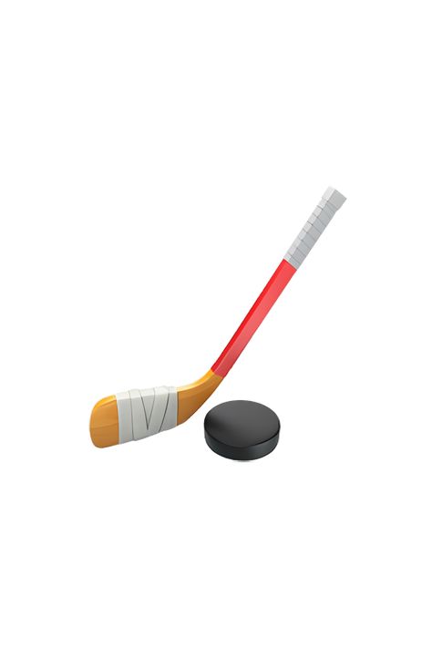 The emoji 🏒 depicts an ice hockey stick and puck. The stick is brown with a curved blade at the end, and the puck is black and circular. The stick and puck are positioned diagonally, with the stick pointing up and to the right and the puck resting at the bottom left. The overall appearance is simple and straightforward, with clean lines and minimal detail. Ice Emoji, Ios18 Emoji Stickers Winter, Hockey Sticks Drawing, Ice Hockey Stick, Hockey Stick Parts, Apple Emojis, Ice Hockey Sticks, Lego Hotel, Hockey Puck