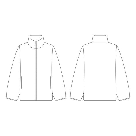 Windbreaker Template, Jacket Flat Sketch, Clothes Template, Jacket Template, Hoodie Mockup Free, Menswear Design, Jacket Drawing, Design Outline, Clothing Templates