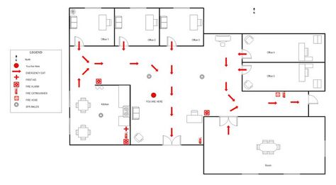 Office Fire Escape Plan | EdrawMax Free Editable Template Fire Escape Plan, Office Floor Plan, Evacuation Plan, Fire Drawing, Interior Architecture Drawing, Escape Plan, Bible Quotes Wallpaper, Fire Escape, Natural Disaster