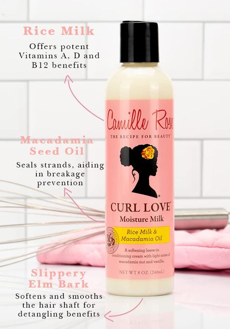 Detangle Curly Hair, Camille Rose, Rice Milk, Macadamia Oil, Leave In Conditioner, Macadamia, Hair Conditioner, Leave In, Curly Hair