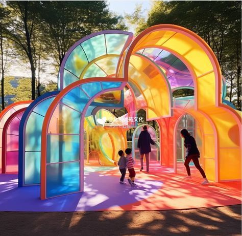 Interactive Architecture Installation, Adult Playground Design, School Yard Ideas, Plaza Design Architecture, Sensory Architecture, Festival Architecture, Playground Architecture, Playful Architecture, Festival Installation