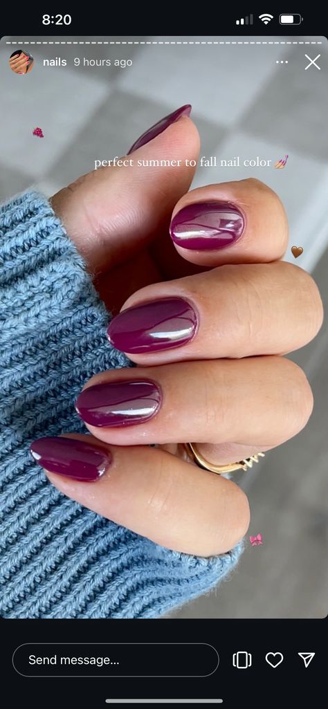 Pearl Purple Nails, Purple Nails Oval, Sugar Plum Fairy Nails, Purple Nails Fall, Almond Purple Nails, Chrome Nails Dark, Dark Purple Chrome Nails, Dark Purple Nail Designs, Nails Dark Purple