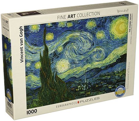 Eurographics Starry Night by Vincent Van Gogh 1000-Piece Puzzle Gogh The Starry Night, Starry Night Van Gogh, Puzzle Art, Red Art, 1000 Piece Jigsaw Puzzles, Post Impressionists, Starry Sky, Puzzle Pieces, Vincent Van Gogh