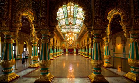 Mysore Palace, India. Another you-have-to-see-it place in India. Palace Architecture, Mysore Palace, A Loaf Of Bread, Indian History Facts, Official Residence, Palace Interior, Red Fort, Loaf Of Bread, New King