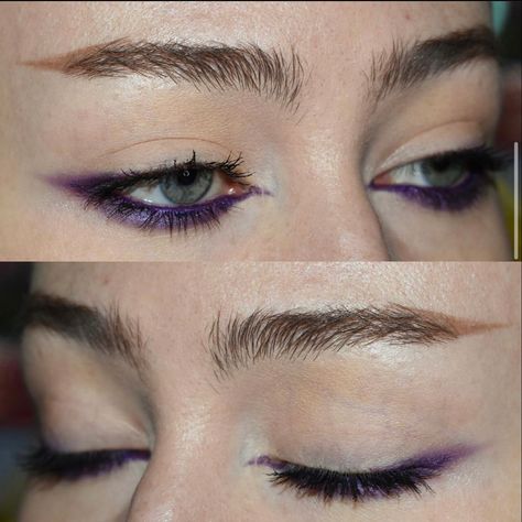 Kesha Inspired Makeup, Simple Cool Makeup, Under Eye Makeup Looks, 80s Grunge Makeup, Messy Grunge Makeup, Dark Purple Makeup, Eye Makeup Aesthetic, Purple Eyeliner, Cool Makeup