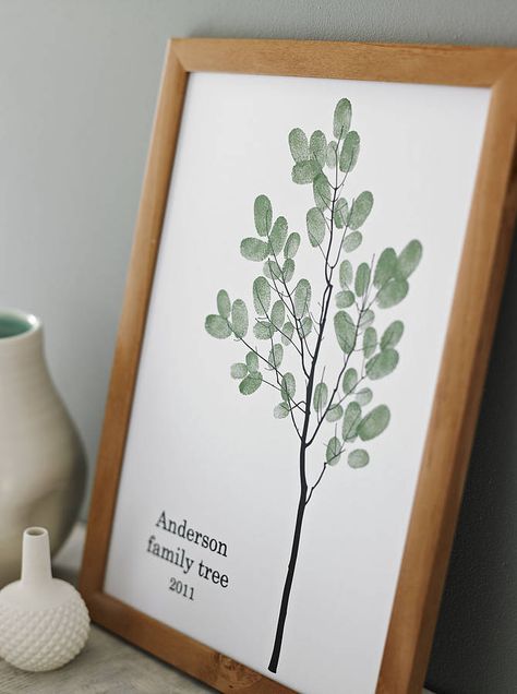 Personalised Family Thumbprint Tree Family Trees Diy, Family Tree For Kids, Family Tree Craft, Make A Family Tree, Wedding Tree Decorations, Family Tree Poster, Trees For Kids, Thumbprint Tree, Family Tree Print