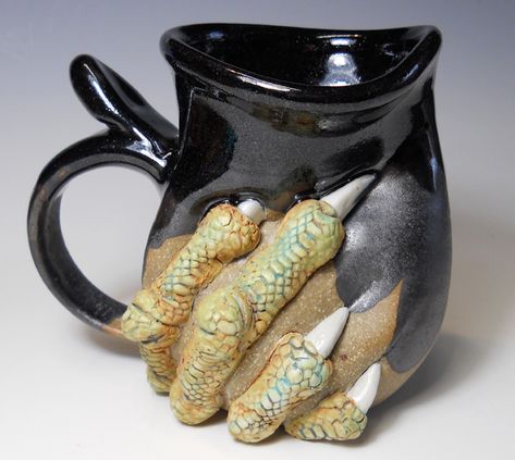 Dragon Pottery Ideas, Pottery Mug Shapes, Sculpted Mugs, Dragon Ceramics, Pottery Dragon, Dragon Teapot, Dragon Pottery, Ceramic Dragon, Ceramic Monsters