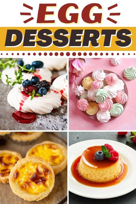 Use up leftover eggs by making one of these tasty egg desserts! From tarts to pies to creme brulee, these sweet treats are easy to make and so delicious. One Egg Desserts, Recipe Using Lots Of Eggs, Egg Desserts, Chocolate Creme Brulee, No Egg Desserts, Easy Egg Recipes, Comfort Desserts, Chocolate Creme, Filled Donuts