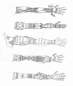 thumbnail mechanical arms by petera on DeviantArt Robot Arm Drawing Design Reference, Bio Mechanical, Prosthetic Arm, Robot Design Sketch, Arm Drawing, Mechanical Arm, Biomechanical Tattoo, Drawing Examples, Arte Robot