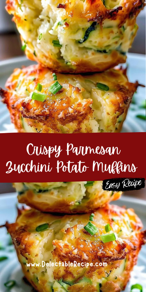 Crispy Parmesan Zucchini Potato Muffins, Zucchini And Potatoes, Potato Muffins, Parmesan Cheese Potatoes, Savory Muffins, Parmesan Zucchini, Appetizers Recipes, Cheese Potatoes, Crispy Potatoes