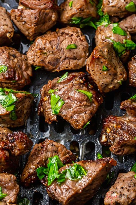 Air Fryer Steak Bites are an easy and convenient way to cook steak that is perfectly cooked and in bite sized pieces. Air Fryer Steak Bites, Ways To Cook Steak, Air Fryer Steak, Steak Tips, Wholesome Yum, Cube Steak, Air Fryer Dinner Recipes, Steak Bites, Chicken Bites