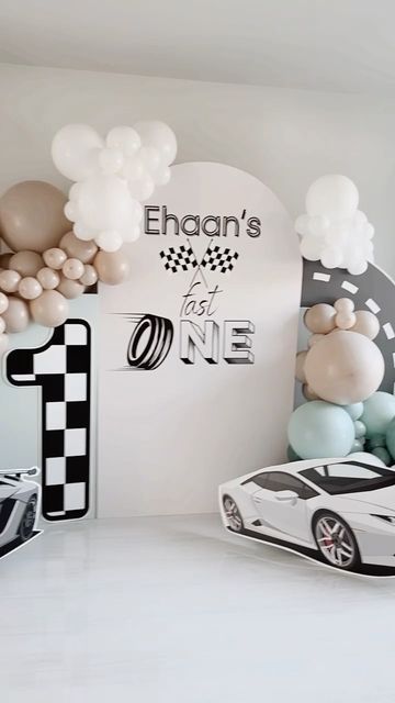 Vroom Vroom Birthday Party, Car Theme 1st Birthday Party, Fast One Birthday, Fast One Birthday Cake, First Lap Birthday, First Lap Birthday Party, Fast One Birthday Party, Car Themed Birthday Party, First Birthday Decorations Boy