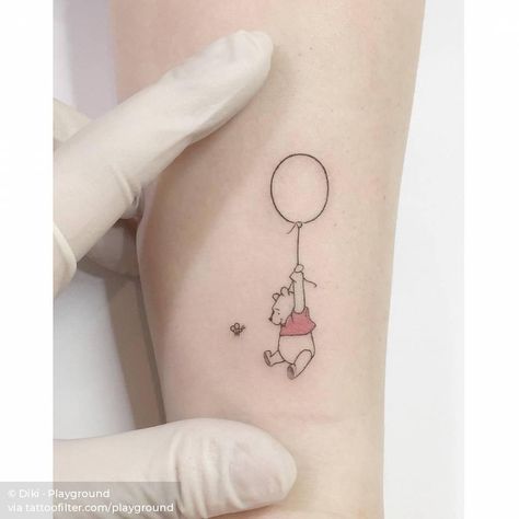 Thoughtful Tattoos, Tiny Disney Tattoo, Winnie The Pooh Tattoo, Pooh Tattoo, Winnie The Pooh Tattoos, Disney Inspired Tattoos, Playground Tattoo, Inspiring Tattoos, Didney Worl