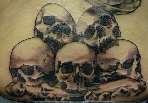 Damon Conklin, Super Genius Tattoo, Seattle WA, black and white tattoo, pile of skulls Skull Pile Tattoo, Pile Of Skulls Tattoo, Genius Tattoo, Pile Of Skulls, Yogi Tattoo, Skulls Tattoo, Black And White Tattoo, Make Your Own Calendar, Gambling Gift