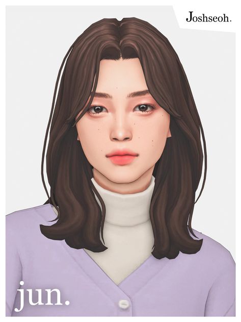 Jun Hair | Patreon Ts4mm Cc, Feminine Hair, Sims 4 Hair Male, Middle Hair, Cc Sims4, Sims Clothes, Sims Packs, Pelo Sims, The Sims 4 Packs