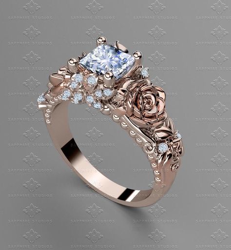 Going to purchase an engagement ring? You certainly such as this finest engagement ring layouts. The modern, timeless, and high-end engagement ring. #ring#engagement#beautiful Engagement Rings Rose Gold Princess Cut, Fine Engagement Rings, Engagement Ring Rose Gold, Princess Cut Engagement Rings, Wedding Rings Rose Gold, Rose Engagement Ring, Wedding Rings Unique, Rose Gold Engagement, Wedding Rings Vintage