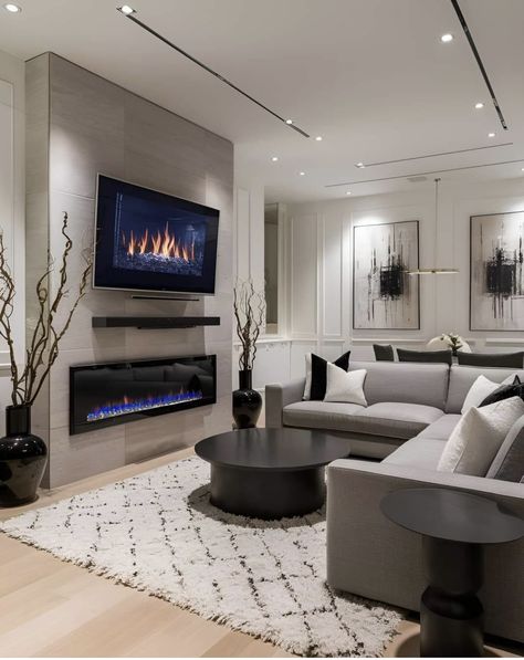 Living Room Setup With Fireplace, Kylie Jenner Living Room, Boujee Living Room, Luxury Living Room Aesthetic, Lavish Living Room, Living Room Aesthetic, Condo Living Room, Living Room Setup, Apartment Living Room Design