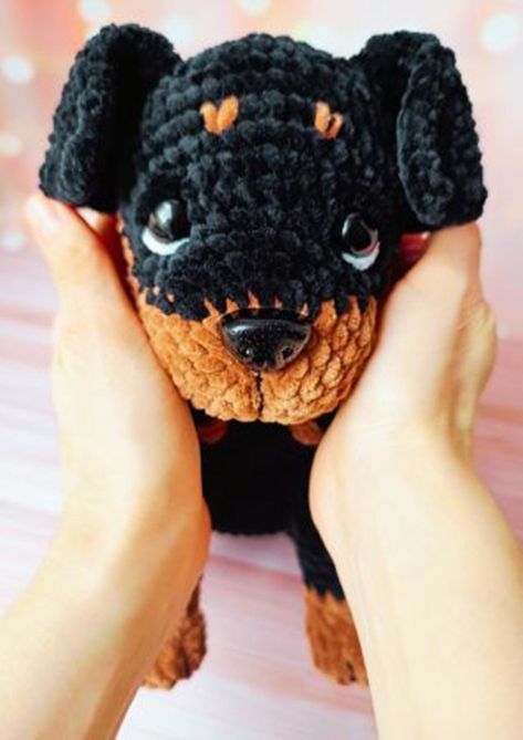 Crochet pattern dog/ Amigurumi rottweiler puppy tutorial/ Stuffed dog crochet pattern/ English pattern amigurumi pdf Dog Crochet Pattern, Dog Amigurumi, Rottweiler Puppy, Dog Crochet, Crochet Dog Patterns, Easy Crochet Animals, Crochet Bunny Pattern, Crochet Rabbit, Amigurumi Tutorial