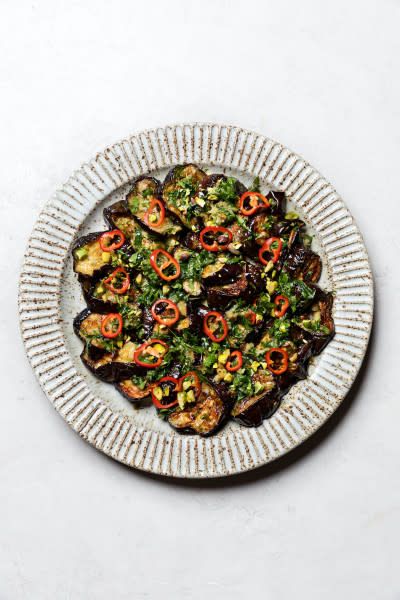 Ottolenghi’s Roasted Eggplant Salad: Easy Eggplant Recipe Yotam Ottolenghi Recipes Salad, Eggplant Thanksgiving Recipe, Ottolenghi Eggplant Recipe, Ottolenghi Aubergine Recipe, Eggplant Ottolenghi, Ottolenghi Eggplant, Silverbeet Recipes, Eggplant Salad Recipes, Salad Ottolenghi