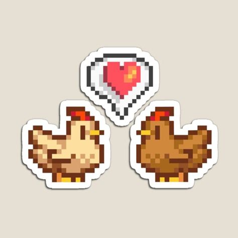 Stardew Valley Chicken, Star Valley, Love Magnet, Stardew Valley, Love Stickers, Brown Aesthetic, Aesthetic Stickers, Cute Crafts, Printable Stickers