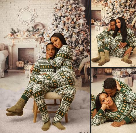 Matching Pjs Photoshoot, Matching Pjs For Couples Photoshoot, Matching Christmas Pajamas Family Black, Matching Christmas Pajamas Black Family, All White Family Christmas Pictures, Christmas Pajamas Black Couples, Couples Christmas Photoshoot Jcpenney, Christmas Pictures Family Pajamas, Christmas Pictures Photo Shoot