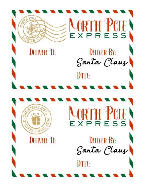 Santa Labels Printable, Special Delivery From The North Pole Free Printable, North Pole Delivery Free Printable, North Pole Envelope Free Printable, North Pole Stamp Printable Free, Christmas Stamps Printable, North Pole Postage Printable Free, From Santa Gift Tags Printable Free, Santa Tags Printable Free