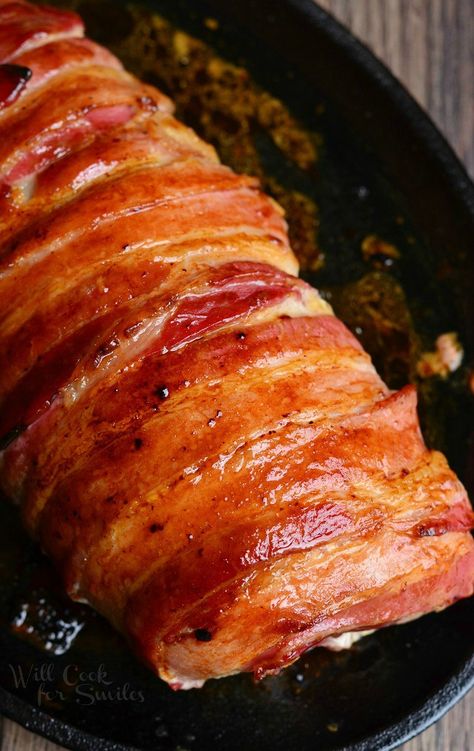 Bacon Wrapped Garlic Dijon Pork Loin from willcookforsmiles.com Dijon Pork Loin, Pork Lion Recipes, Bacon Wrapped Pork Loin, Bacon Wrapped Pork Tenderloin, Will Cook For Smiles, Bacon Wrapped Pork, Wrapped In Bacon, Pork Loin Recipes, Pork Dinner