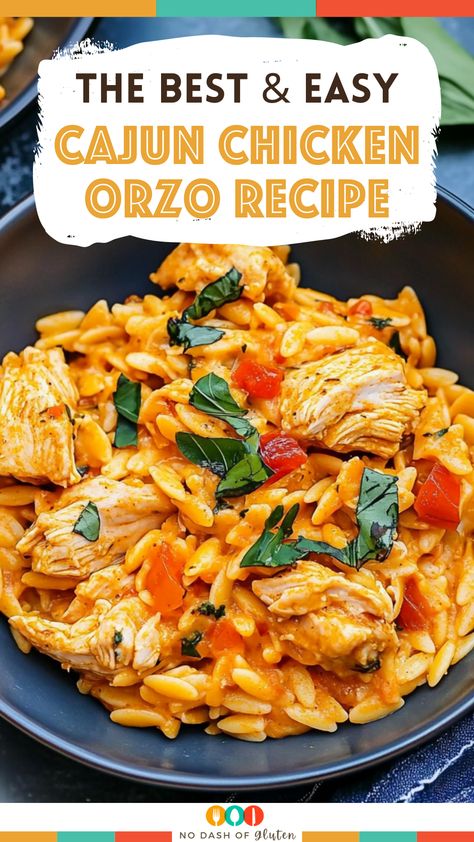 Cajun Chicken Orzo Recipe Cajun Foods Recipes, Cajun Crockpot Chicken, Cajun Chicken Orzo Recipes, Creamy Cajun Chicken Orzo, Cajun Orzo Recipes, Chicken Orzo Recipes Healthy, Weeknight Crockpot Dinners, Recipes With Orzo, Chicken Thigh Meals