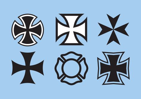 Set of Maltese Crosses in editable vector file for your designs. Description from vecteezy.com. I searched for this on bing.com/images Cross Nail Art, Cross Drawing, Old Cartoon Characters, Knight Tattoo, Cross Nails, Cross Vector, Leather Working Patterns, Iron Cross, Cross Art