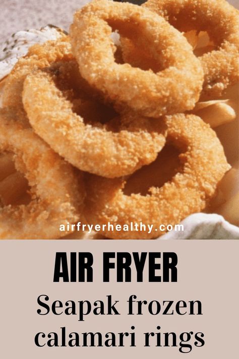 If you love seafood, you will be enchanted by frozen calamari in the air fryer. Usually, they are breaded and come in ring form. This method of preparation makes them crispy on the outside and soft on the inside. Red Robin Onion Rings, Onion Rings In Air Fryer, Onion Rings Air Fryer, Frozen Onion Rings, Cooking Calamari, Calamari Rings, Blooming Onion Recipes, Onion Rings Recipe, Air Fryer Recipes Dessert