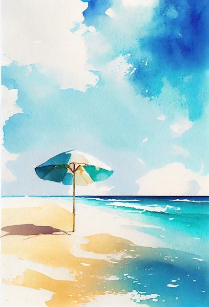 Ocean Asthetics Photos, Loose Watercolor Landscape, Beginners Acrylic Painting, Beach Cartoon, Beach Scene Painting, Sea Drawing, Painting On Canvas For Beginners, Beach Drawing, Beach Art Painting