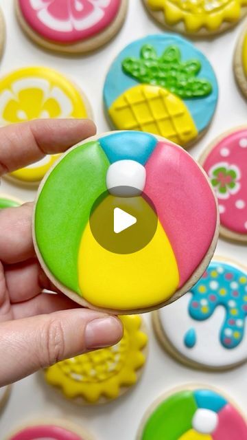 Summer Cookie Ideas Decorated, End Of Summer Cookies Decorated, Summertime Cookies Decorated, Summer Cookie, Beach Balls, Summer Cookies, Sugar Cookie Designs, Cookies Decorated, Cookie Ideas