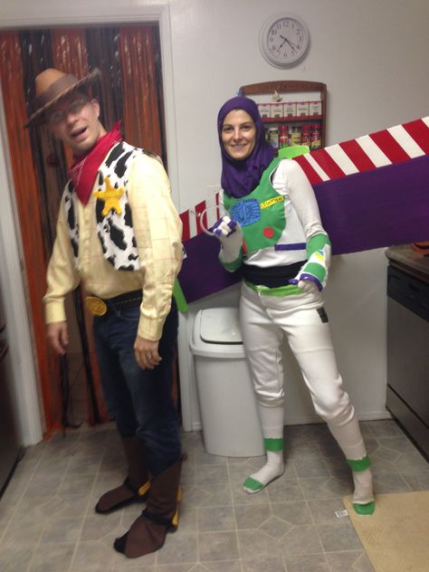 Woody and Buzz Lightyear costumes Buzz Lightyear Costumes, Woody Halloween Costume, Costumes 2023, Buzz Lightyear Costume, Halloween 23, Toy Story Costumes, Woody And Buzz, Light Year, Buzz Lightyear