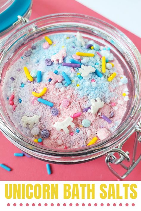 Sharing Activities, Bath Salts Diy Recipes, Diy Bath Salt, Homemade Bath Salts, Unicorn Sprinkles, Bath Salts Recipe, Bath Salts Diy, Bath Fizz, Recipe For Kids