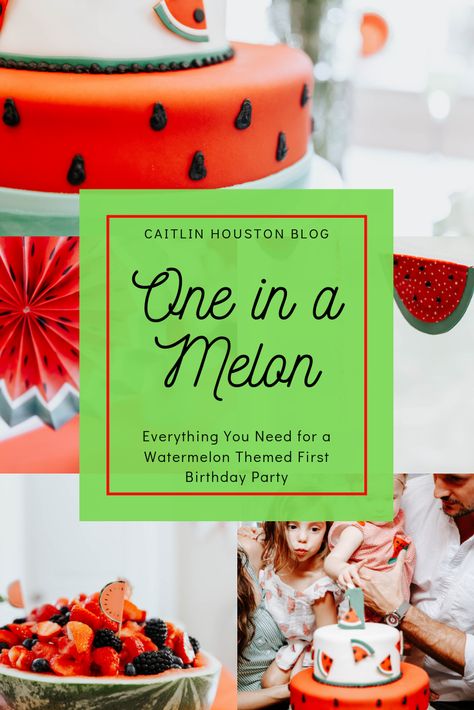 Ailey's One in a Melon First Birthday Party - How to have a watermelon themed birthday party by Caitlin Houston One In A Melon Birthday Cake, One In A Melon First Birthday Cake, One In A Melon First Birthday, Melon First Birthday Party, Watermelon Themed Birthday Party, One In A Melon Cake, Tutti Fruity Party, Cake Watermelon, Watermelon First Birthday