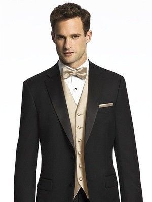 black tuxedo with champagne bow tie - Google Search White Tuxedo Wedding, Tuxedo Styles, Prom Tux, White Tux, Groomsmen Accessories, Wedding Tux, White Jeans Men, Black Tux, Tuxedo Wedding