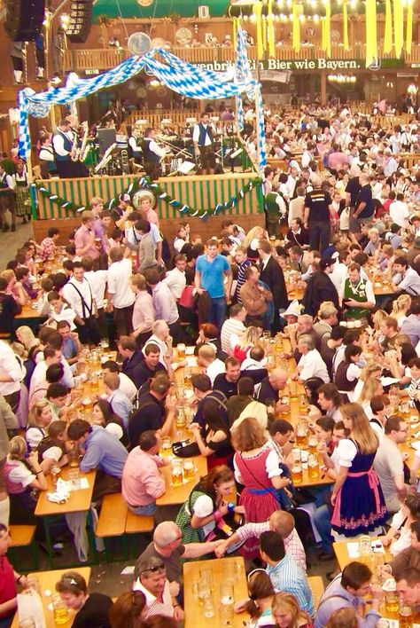 Schutzen Beer Tent interior at Oktoberfest Munich Tent Interior, Bayern Germany, Oktoberfest Munich, Beer Tent, German Costume, City Branding, Fun Fair, Munich Germany, Big Party