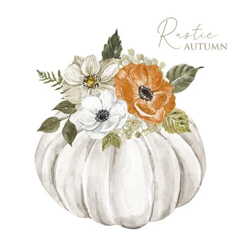 Autumn Bouquet Drawing, Orange White Flowers, Pumpkin And Flowers, Background Thanksgiving, Bouquet Illustration, Fall Floral Arrangement, Autumn Bouquet, Dry Leaves, Pumpkin Illustration