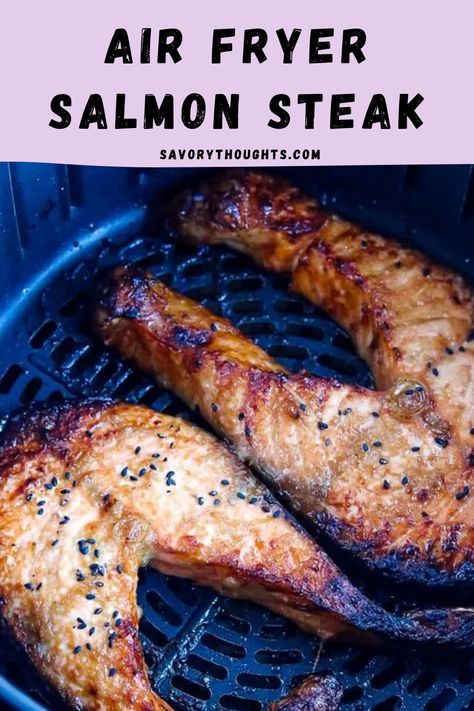 Steak Airfryer, Salmon Steak Recipes, Salmon Steaks, Air Fryer Salmon, Lo Mein Recipes, Healthy Dinner Recipe, Salmon Steak, Easy Fish Recipes, Fried Salmon