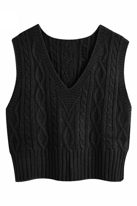 V Neck Knitted Vest, Knitted Sweater Vest, Cropped Cable Knit Sweater, Chunky Sweater Cardigan, Cable Knit Vest, Loose Fit Sweater, Sleeveless Sweater Vest, Pull Oversize, Basic Cardigan