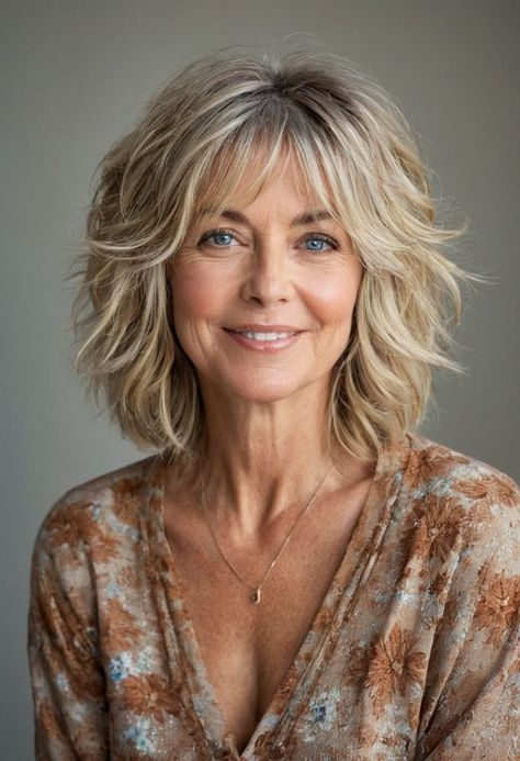 Medium Shaggy Hairstyles With Bangs, Very Layered Hair Medium Over 50, Layered Wedge Haircut, Hair Side View, Bob And Bangs, Medium Length With Bangs, Bangs Over 50, Medium Shag Hairstyles, Medium Shaggy Hairstyles