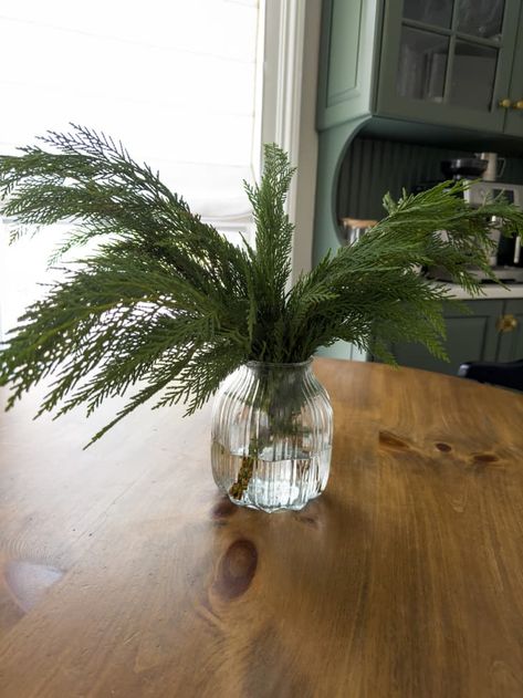 5 Holiday Centerpiece Ideas Using Joanna Gaines’ Clever Hack | Apartment Therapy Winter Dining Room Table Decor, Holiday Centerpieces For Tables, Evergreen Flowers, Never Going Back, Vase With Branches, Winter Arrangements, Dining Room Centerpiece, Christmas Vases, Winter Centerpieces